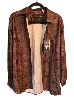 American Breed Brown Gold Button Down Dress Shirt, size Large NWT